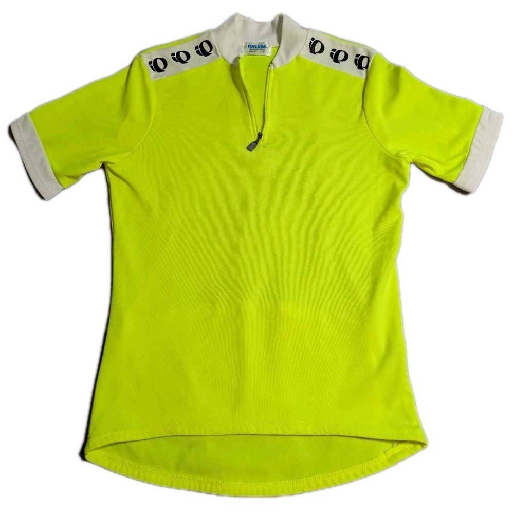 Pearl Izumi‎ Cycling Jersey Womens Medium Neon Yellow Short Sleeve 1/4 Zip USA